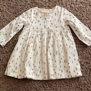 Hallmark Cream Kids Dress with Red and Blue Patterns